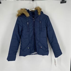 Krush Juniors Blue Puffer Hoodie Jacket size L
